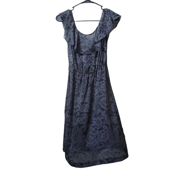 I Heart Ronson Gray Black Floral Ruffle Dress sz XS - Picture 1 of 8